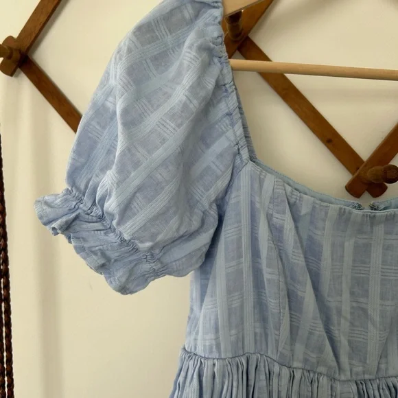 Altar'd State Sky Blue Mini Dress with Puff Sleeves - Picture 4 of 6